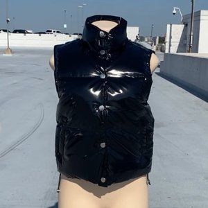 Black Button-down Puffer Vest